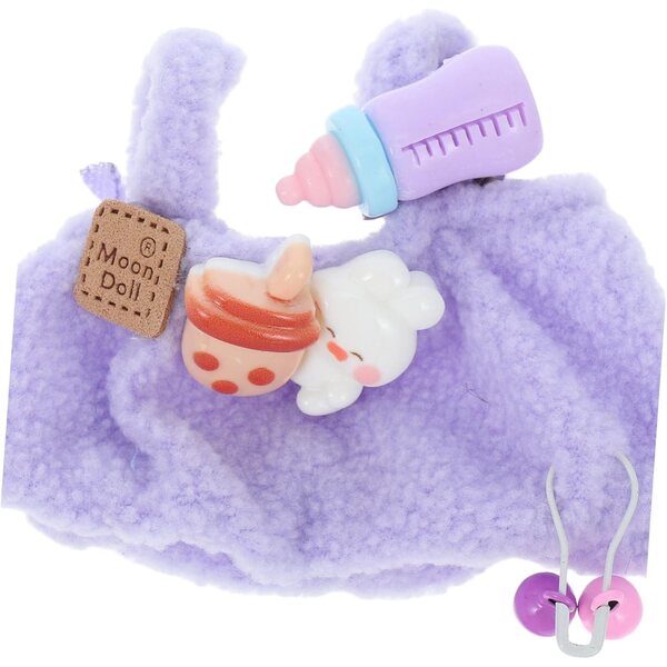 Puppenkleidungsset mit lila Plüschoverall und Kamerazubehör