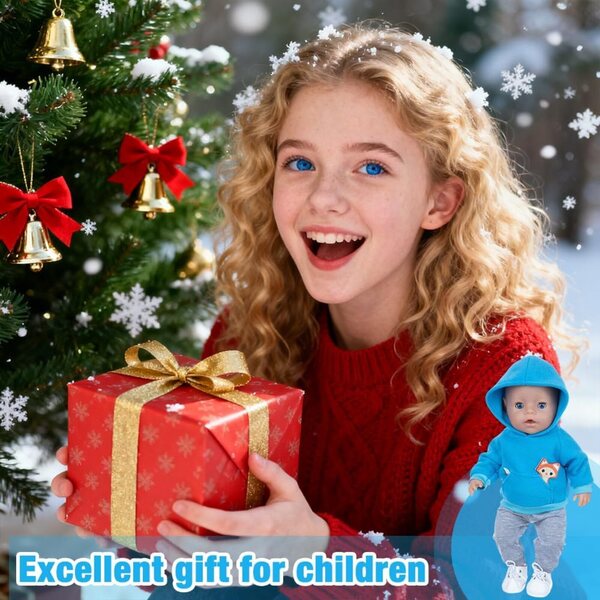 Blaues und graues Puppenkleidungsset 35-45 cm mit Gürteln und Socken, Kindergeschenk