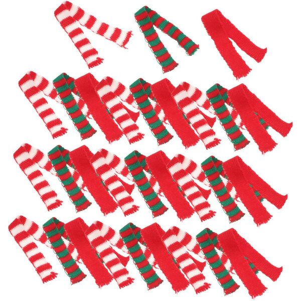 Set 30 Mini Sciarpe Natalizie Rosso Bianco Verde 2x20 cm per Bamboles e Decorazioni
