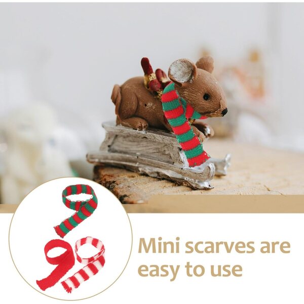Set 30 Mini Sciarpe Natalizie Rosso Bianco Verde 2x20 cm per Bamboles e Decorazioni