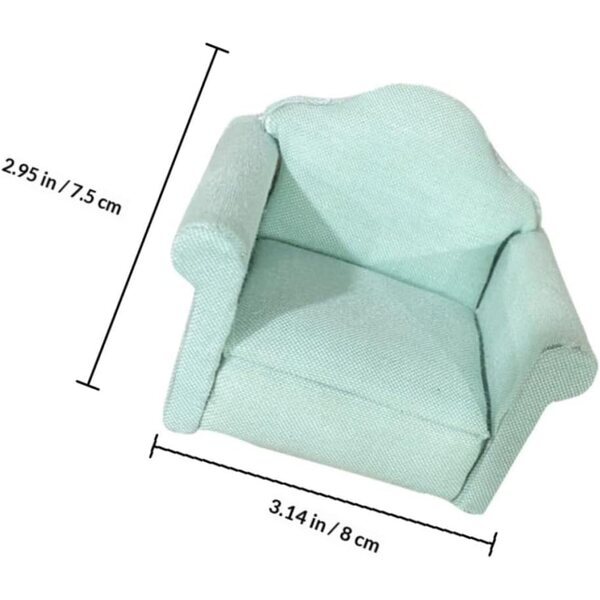 Divano Miniatura in Legno e Tessuto Verde per Casa delle Bambole Vaguelly 8x6,5x7,5 cm
