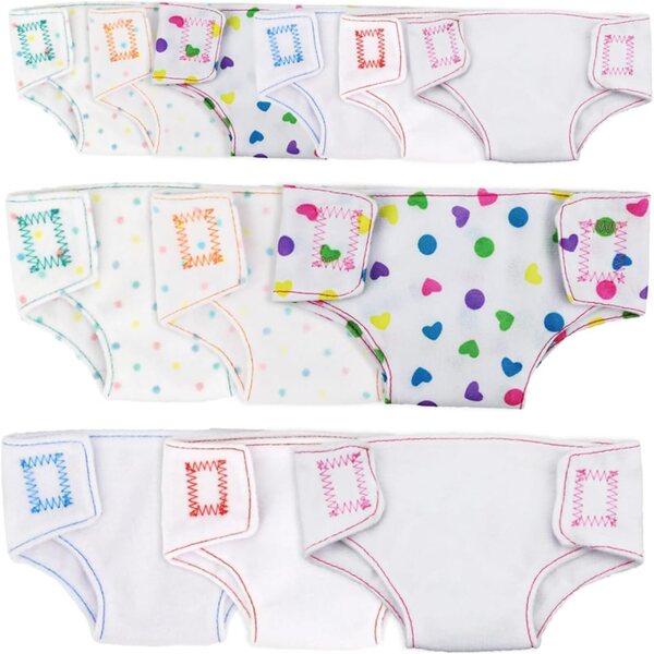 12 Culottes Lavables in Cotone per Bambole 16-18 cm - Accessori Educativi Multicolori