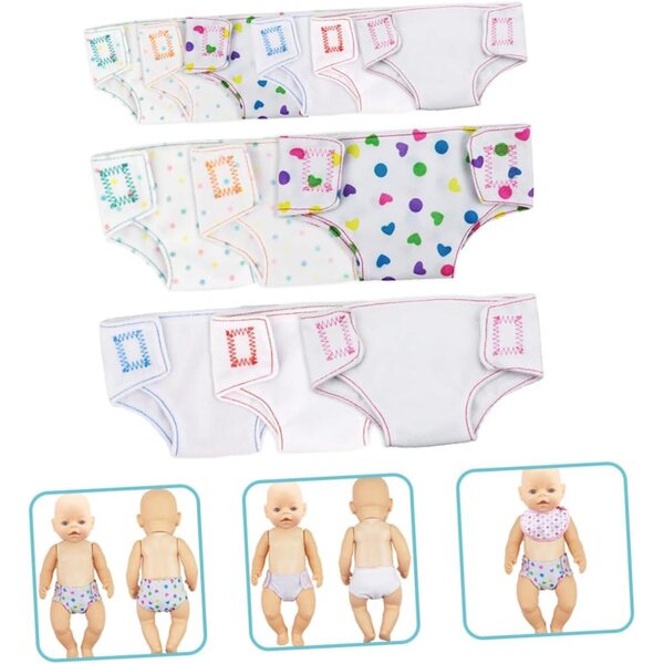 12 Culottes Lavables in Cotone per Bambole 16-18 cm - Accessori Educativi Multicolori