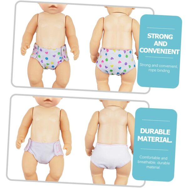 12 Culottes Lavables in Cotone per Bambole 16-18 cm - Accessori Educativi Multicolori