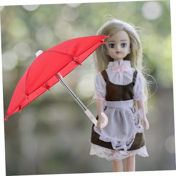 Mini Parapluie in Pizzo Rosso per Casa di Bambole - Accessorio Decorativo Resistente