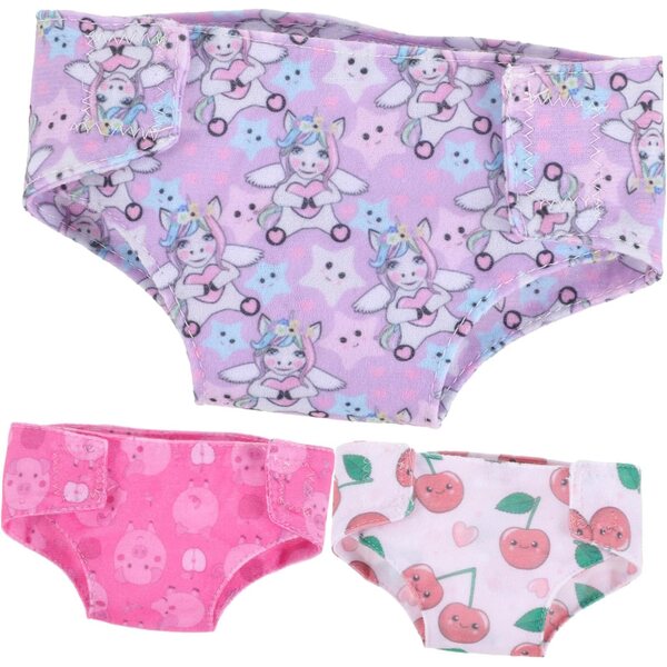 Set mit 3 wiederverwendbaren Stoff-Culottes für kleine Puppen, waschbares Zubehör