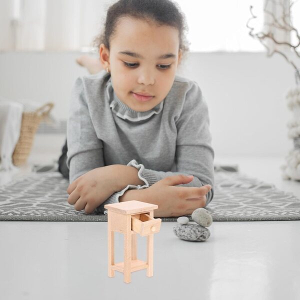 Didiseaon Mini Comodino in Legno per Casa delle Bambole, Accessorio Arredo Micro 6x3 cm