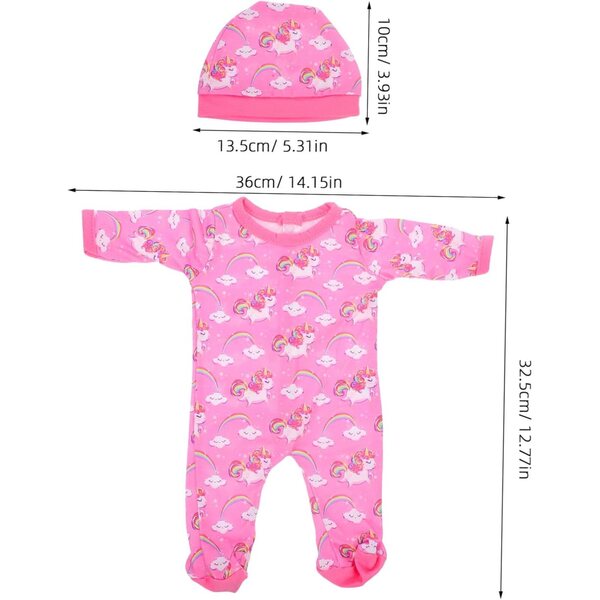 Tenuta per Bambole con Barboteuse e Cappello Multicolore Licornes 18cm