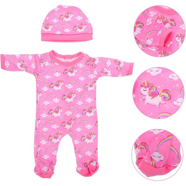 Tenuta per Bambole con Barboteuse e Cappello Multicolore Licornes 18cm