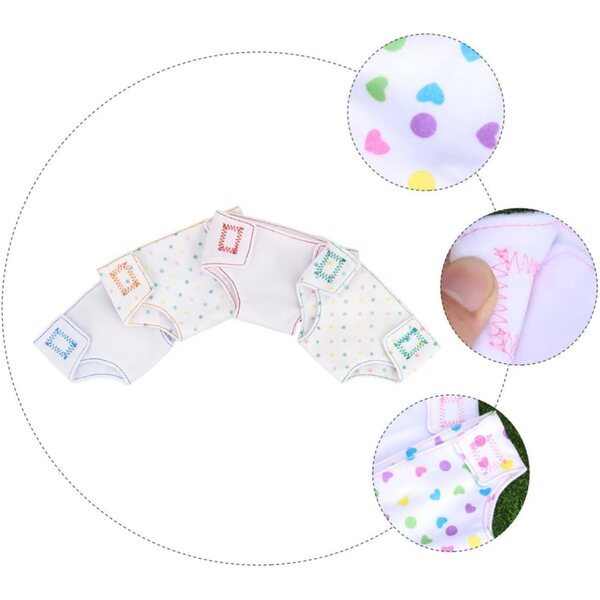 Set 4 Pannolini in Tessuto per Bambole Accessori Realistici per Giochi di Imitazione