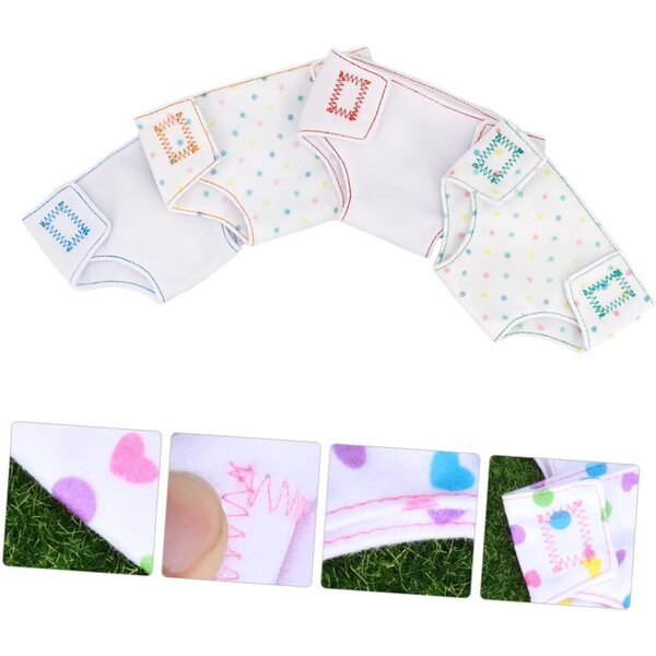 Set 4 Pannolini in Tessuto per Bambole Accessori Realistici per Giochi di Imitazione