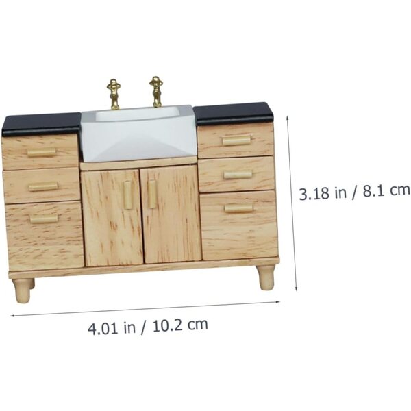 ERINGOGO Miniatur-Waschbecken aus Holz für Puppenhäuser und DIY-Dekorationen
