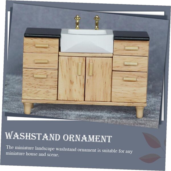 ERINGOGO Miniatur-Waschbecken aus Holz für Puppenhäuser und DIY-Dekorationen
