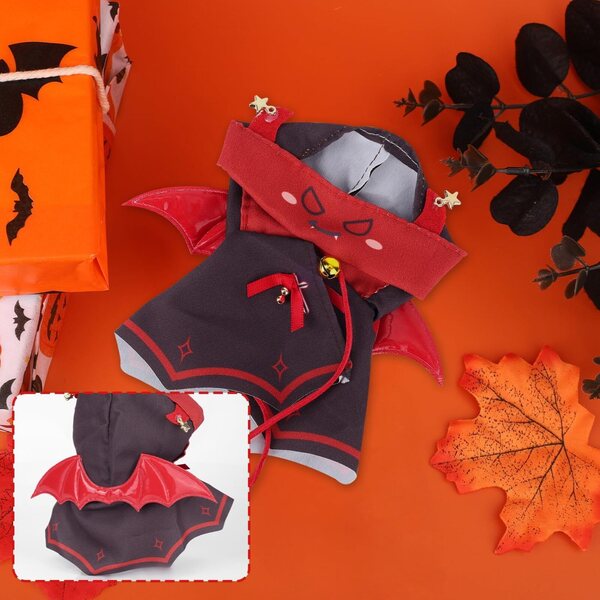 Costume Cape Diavolo per Bambole 15-17cm Halloween, Accessori Nero e Rosso