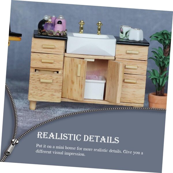 Hemobllo Lavabo in Miniatura in Legno per Decorazioni Bagno Casa delle Bambole