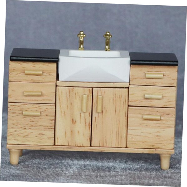 Hemobllo Lavabo in Miniatura in Legno per Decorazioni Bagno Casa delle Bambole