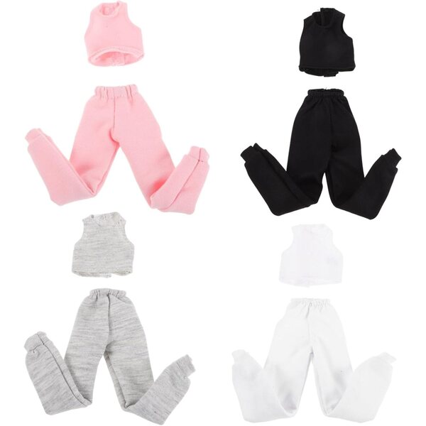 Set 4 Completi Sportivi per Bambole 30 cm con Gilet e Pantaloni Facili da Vestire