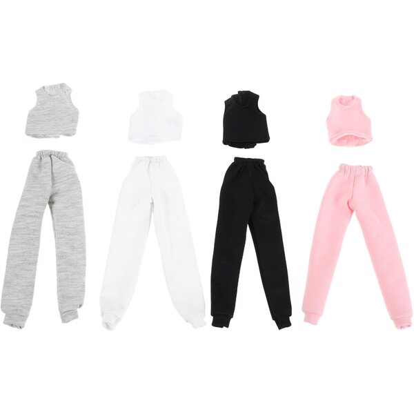 Set 4 Outfit Bambola con Gilet e Pantaloni Estivi per Giochi di Ruolo 30 cm