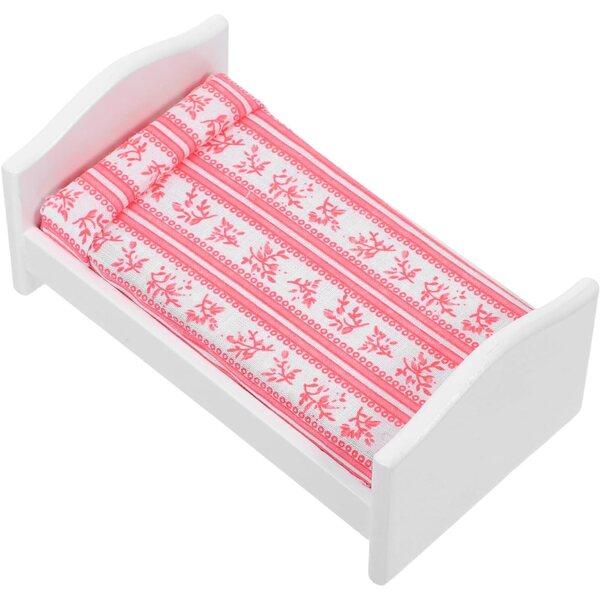 Letto miniatura per casa delle bambole in pannello, decorazione leggera e portatile