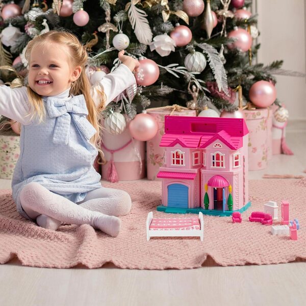 Letto miniatura per casa delle bambole in pannello, decorazione leggera e portatile