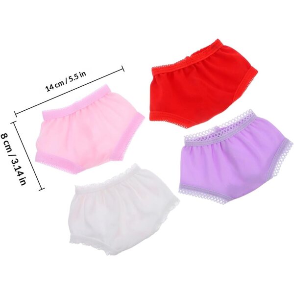 Set 4 Culottes Miniature per Bambole Riutilizzabili, Accessori Colorati e Morbidi