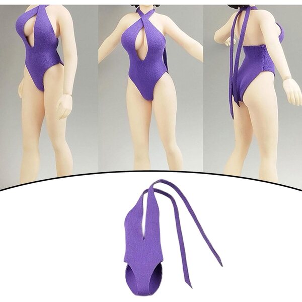 Lila Bade-Maillot für 15 cm große Puppen – hochwertiges Miniaturkleid