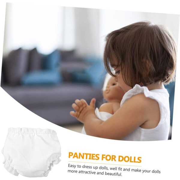 Set mit 6 waschbaren und verstellbaren Puppen-Culottes aus weißem Stoff, 7 x 7 cm
