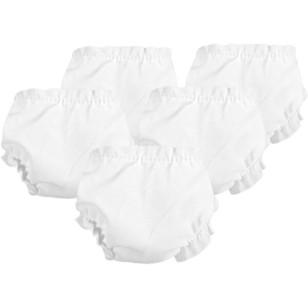 Set mit 5 weißen Culottes für Puppen – Miniatur-Accessoires aus weichem Stoff