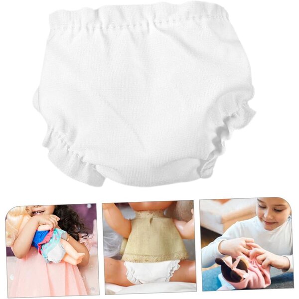 Set mit 5 weißen Culottes für Puppen – Miniatur-Accessoires aus weichem Stoff