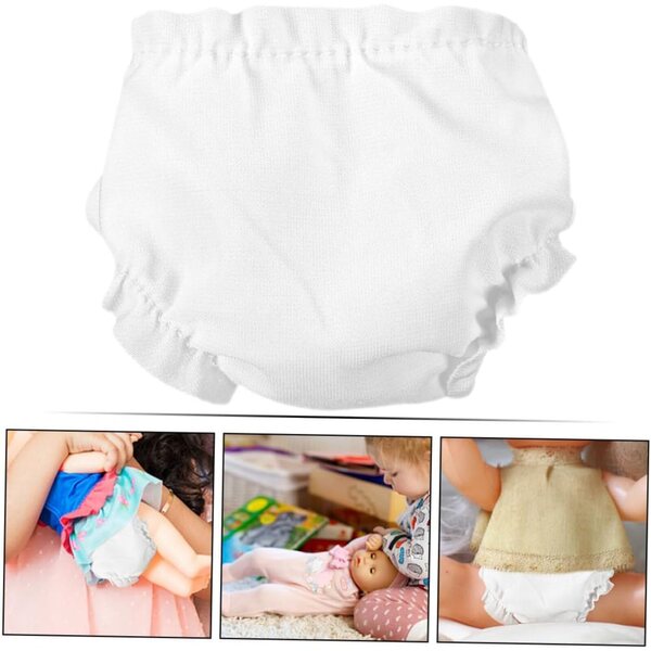 Set mit 5 weißen Culottes für Puppen – Miniatur-Accessoires aus weichem Stoff