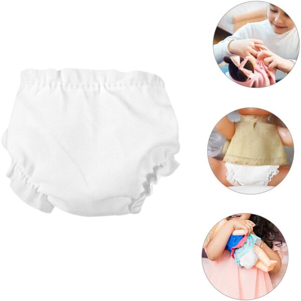 Set mit 5 weißen Culottes für Puppen – Miniatur-Accessoires aus weichem Stoff