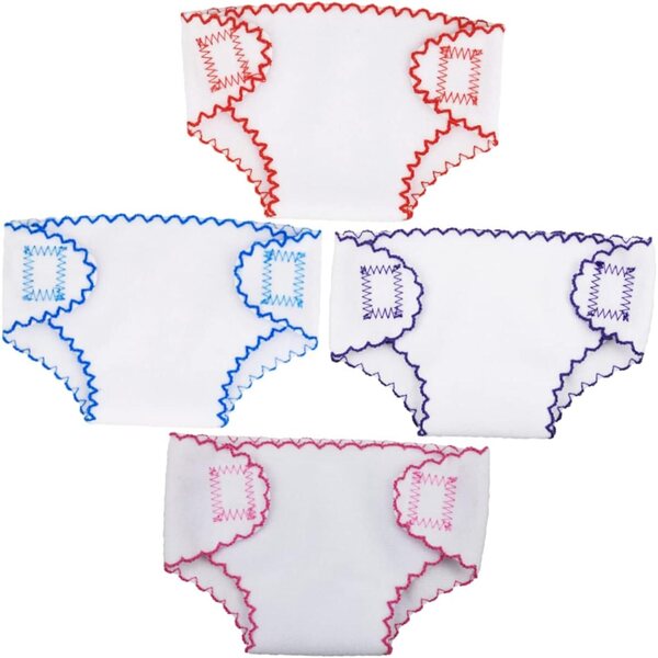 Lotto 4 Mutandine in tessuto riutilizzabili per bambola 15,5x10 cm Accessori da gioco per ragazze