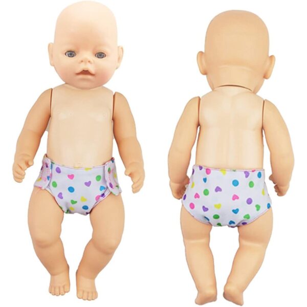 Set 4 Pannolini Regolabili in Tessuto per Bambole 45 cm - Accessori Gioco Ruolo Bambini