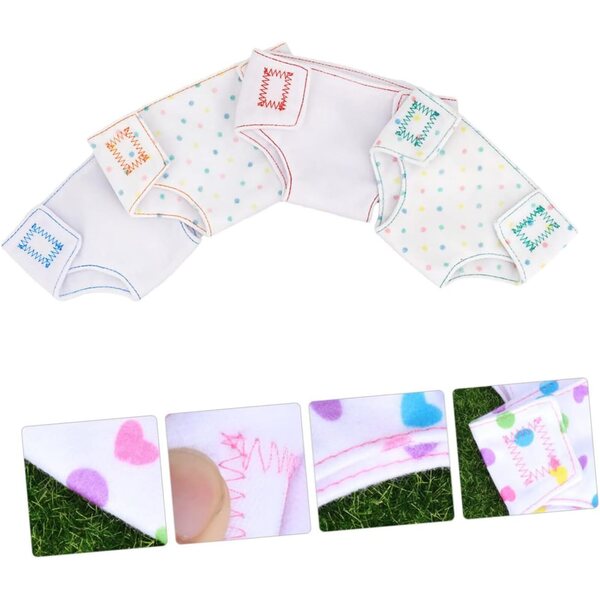 Set 4 Pannolini Regolabili in Tessuto per Bambole 45 cm - Accessori Gioco Ruolo Bambini