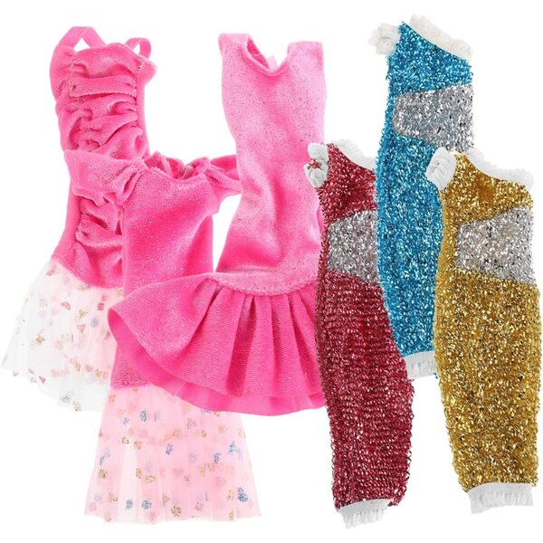 Set 6 Abiti da Sera con Paillettes per Bambole, Stile Elegante Monospalla