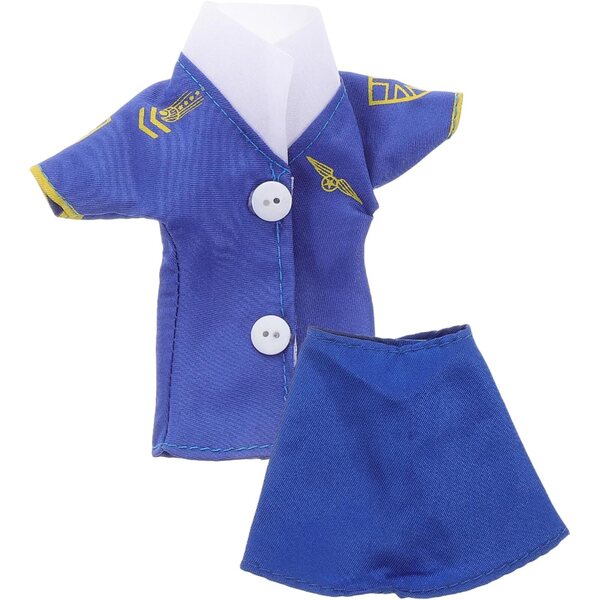 Costume Hostess di Volo per Bambola 30 cm - Completo Blu con Gonna e Dettagli Curati