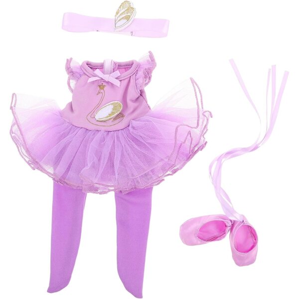 Ballett-Outfit-Set für Puppe mit Schuhen und Stirnband – Lila Ballerina-Kleid