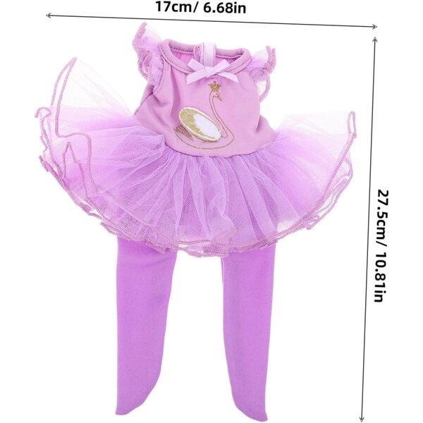 Ballett-Outfit-Set für Puppe mit Schuhen und Stirnband – Lila Ballerina-Kleid