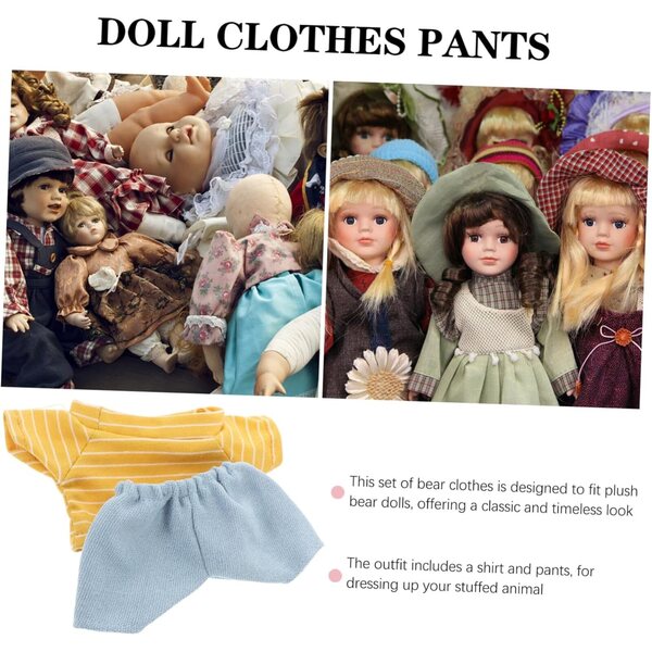 Set vestiti per bambole orsacchiotto con maglietta e pantaloni in tessuto morbido