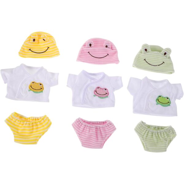 Set 3 Pezzi Abiti per Bambole 30 cm – T-shirt, Pantaloni e Cappelli Colorati