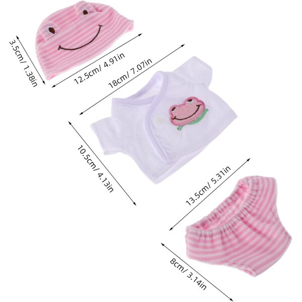 Set 3 Pezzi Abiti per Bambole 30 cm – T-shirt, Pantaloni e Cappelli Colorati