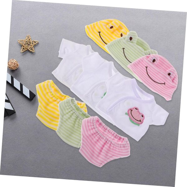 Set 3 Pezzi Abiti per Bambole 30 cm – T-shirt, Pantaloni e Cappelli Colorati