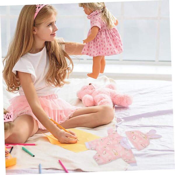 KOMBIUDA Originelle Kleidung und Accessoires für Puppen – austauschbares rosa Kostüm 30 cm