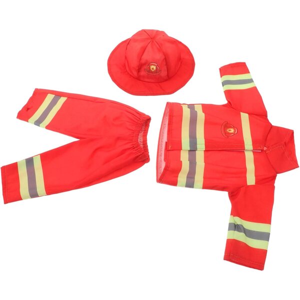 Feuerwehrmann-Kostüm für Kinder mit Helm und Zubehör für Puppen – Rollenspiel