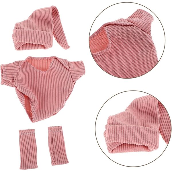 Set Abbigliamento Rosa per Bambola 18 cm con Scarpe e Cappello in Poliestere