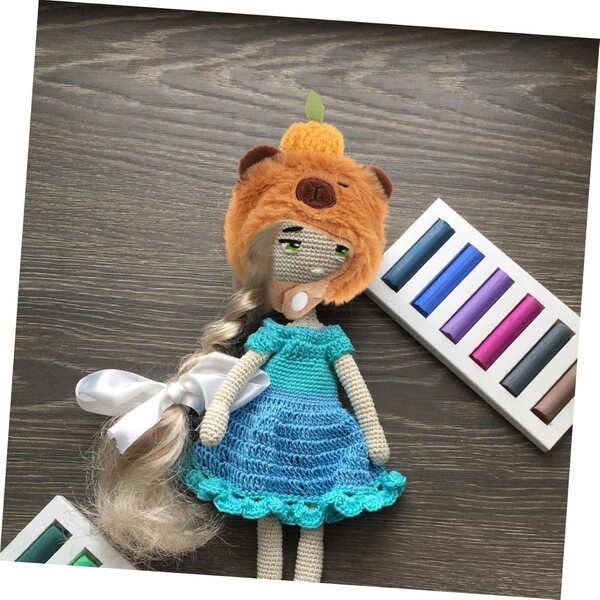 Simpatico cappello di peluche per bambola da 17 cm - costume da porcellino d'India