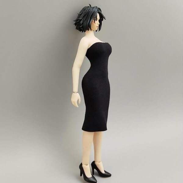 Robe nera senza maniche per bambole 15 cm - Abito moda 1/12 per action figure