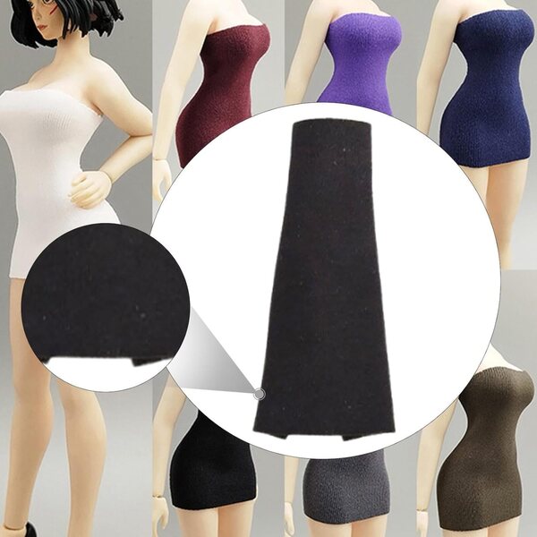 Robe nera senza maniche per bambole 15 cm - Abito moda 1/12 per action figure