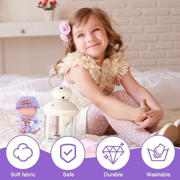 Bekleidungsset für 17 cm große gehäkelte Baumwollpuppen, farbenfrohe und widerstandsfähige Accessoires