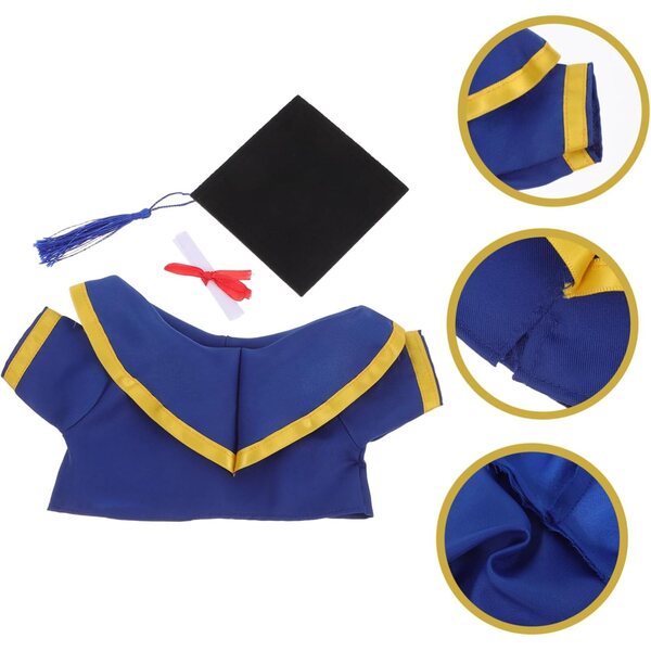 Costume di Remise des Diplôme per Bambole Ours con Cappello e Certificato Miniatura